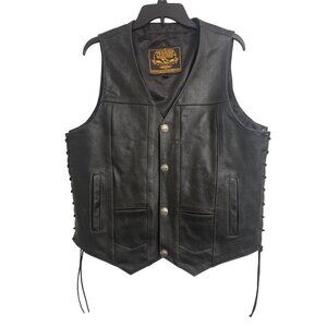 Milwaukee‎ Leather L Black Biker Motocycle Vest Concealed Carry